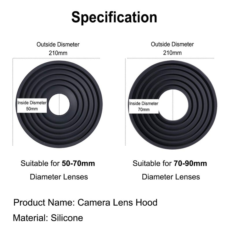 STSEETOP Camera Lens Hood Collapsible Reversible Filter Thread Rubber Digital Hood DSLR Cap Shade (For 70-90mm Lens) - Image 4